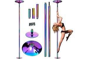 PRIOR FITNESS Barra de baile de 45 mm cromada – Altura regulable 2,23 – 2,7 m | 2 modos: giratorio/estático, capacidad de carga de 200 kg, sin taladrar para gimnasios, club y fiestas