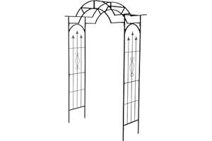 HAFIX Rosenbogen - Rom - für Garten. Rosenspalier aus pulverbeschichtetem Metall. Rank Hilfe für Kletterpflanzen Torbogen Rosenrankenhilfe Gartenbogen wetterfest & freistehend 242x137x45,5cm schwarz.
