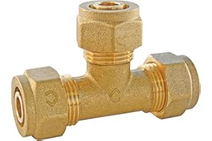 SOMATHERM FOR YOU - Compressione Tee (vite) pari a PEX Ø20 pipe Per connettere un tubo PER Ø20 semplicemente avvitando un dado senza strumento specifico (2 chiavi piatta sufficiente)