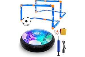Maxesla Air Power Fußball Set, Wiederaufladbar Hover Soccer Ball Fussball mit weichen Schaumstoff-Protektoren und LED-Licht, Air Power Soccer mit 2 Toren, Geschenke für Kinder von 3 bis 12 Jahren