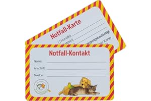 Haustierherz Haustier-Notfallkarte - Notfallausweis für Hunde & Katzen - wasserfest - Kreditkartengröße, für Portemonnaie, Auto, Schlüsselanhänger, 5er Set Safety Gadget für Pets