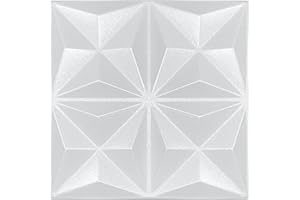 I K H E MALARKA Paneles 3D, paneles de poliestireno, paneles de techo, paneles de pared 3D, decoraciones, techos, revestimiento de pared de origami, 3 mm de grosor, 50 x 50 cm, 5 m², 20 unidades (blanco 01)