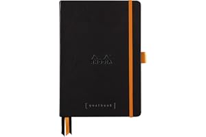 ‎RHODIA Rhodia 118571C Notizheft Goalbook (DIN A5, 14,8 x 21 cm, Dot, praktisch und trendige, mit festem Deckel, 90g weißes Papier, 120 Blatt) 1 Stück, Schwarz