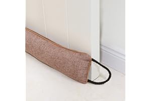 Forecronic unter Tür Zugluftstopper 96cm Windstopper für Tür & Fenster, beschwert Französisch Luftzug Stopper Haustür Schlange Lärm Blocker für unten an der Tür mit hängenden Schlaufen - Braun