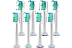 Derffin Replacement Brush Heads, Compatible with Philips Sonicare Electric Toothbrushes, Classic Toothbrush Heads HX6014, Fit The Models of HX3/HX6/HX9/HX8/HX7 Series (8 Pack in White)