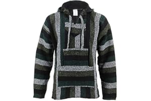 Siesta Mexican Baja Jerga Natural and Black Hooded Hippie top