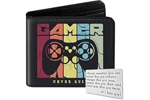 Qoibraze Kids Wallet for Boys Teen, Cool Boy Wallet for Kids Age 6-8 9-12 12-14, Funny Bifold Leather Purse, Small Wallets with Coin Pocket for Childrens Birthday Christmas Gifts (Gamer)