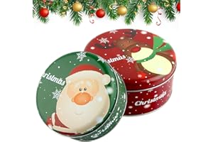 Taozoey Bote Galletas Navidad, 2 Caja Galletas, Latas de Navidad de Metal para Galletas, Cajas de Dulces de Navidad, Contenedores de Almacenamiento de Dulces con Tapas, Lata de Galletas