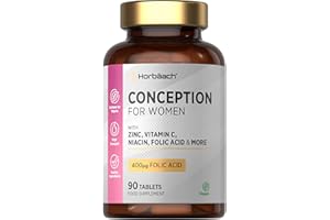 HORBÄACH Conception Vitamins for Women | 400µg Folic Acid for Fertility Support - 3 Months Supply | Multivitamin & Mineral Formula with Vitamin C, Iron, Zinc & More! | 90 Vegan Tablets | by Horbaach