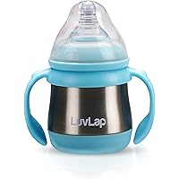 LuvLap Steel Feeding Bottle, Made of SS304 Steel, Rust Free Stainless Steel, Ergonomic Handle, BPA Free, Odour Free, Nipple h