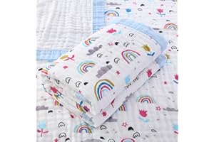 Hivia 110 * 110CM Couverture Bebe-Gaze de Coton 6 Plis Couverture Bebe Naissance，Cadeaux pour Les Nouveaux-nés Convient aux Bébés de Tous âges|Arc-en-Ciel
