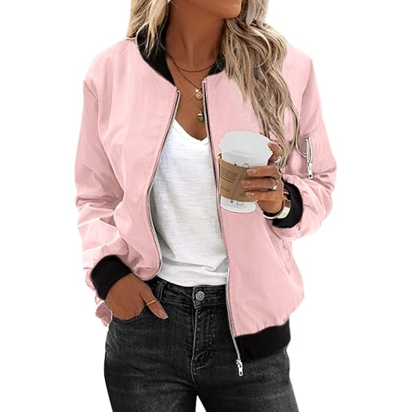 Veste Bomber Femme Courte – Légère, Oversize, Zippée, Style Décontracté Chic – Manteau Piloté Fluide Printemps/Été/Automne