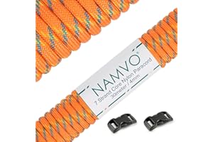 Namvo 550 Paracord Mil Spec Type III 7-żyłowy linka spadochronowa długość całkowita 30,5 m / 30 metrów, pomarańczowo-niebieska żółta kropka