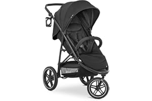 hauck Poussette 3 Roues Rapid 3R, Pneus Caoutchouc, Suspension et Position Allongée dès la Naissance jusqu’à 22 kg, Protection UV 50+, Pliable, Guidon Réglable en Hauteur avec Porte-Gobelet - Noir