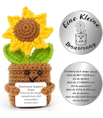 Glücksbringer Positive Kartoffel – Gestrickte Pocket-Hug Puppe Mit Motivationskarte, Süßes Geschenk Für Freunde & Familie