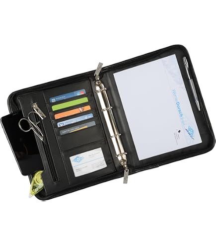 Porte-Documents A5 Cuir Synthétique Bleu Avec Porte-Bloc Et Fermeture Magnétique