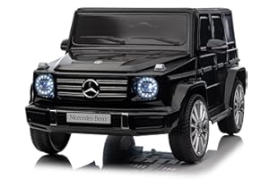 COSTWAY Mercedes Benz G500 Elektroauto für Kinder, 12V Kinderauto Elektrisch mit Fernsteuerung, Elektrofahrzeug mit Hupe Musik LED-Lichtern, Elektro Auto für Kinder ab 3 Jahren (Schwarz)