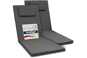 ‎BEAUTISSU Beautissu 2er Set Gartenliege Auflage Sonnenliege 200x60x5 cm Loft RL – UV-Beständige Sonnenliegen Liegestuhl Auflage mit Reißverschluss – Liegenauflage Polster Gartenmöbel Polsterauflagen Graphitgrau