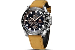 LN LENQIN Orologio Uomo Analogico Al Quarzo Da Polso Impermeabile 30M Con Datario - Orologio Da Lavoro Alla Moda in Pelle