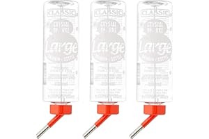 3 PACK 600ML CLASSIC WATER BOTTLE FOR SMALL ANIMAL RABBIT HUTCH CAGE WATER FEEDER, CLEAR