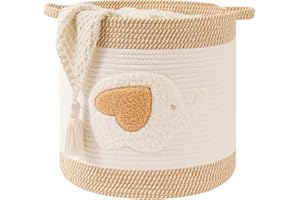 YFNHOME Grands Paniers à Couvertures pour le Salon, Paniers à jouets, Panier tressé en corde de Coton pour Enfants, Organiseur de Jouets pour Chien, Panier à linge pour la Chambre d’enfant (Grand, Éléphant)