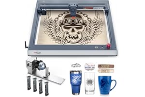 ORTUR Laser Master 3 Avec Pieds Pliables FFT1.0 et Mandrin de Tour Laser YRC1.0, Découpeuse Laser de Sortie 10W, Vitesse de Gravure 20000mm/min et Graveur Laser de Contrôle d’application