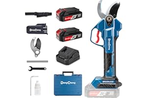 Dong Cheng Akku Astschere 20V, 4 Schnittstufen bis 35 mm, Professionelle Akku Gartenschere Bürstenloser Motor, 2×2,0Ah Akkus, 2A Ladegerät, SK5-Klinge - für Obstbäume, Gartenpflege, Sträucher