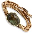 Flongo Naturstein Armband Mit Zirkonia Kreuz – Wickelarmband Für Männer & Frauen, Reiki Healing Schmuck
