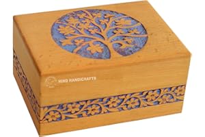 Hind Handicrafts Urne funerarie in legno per ceneri umane, per adulti, grande, in palissandro, per ceneri funerarie, urna funeraria per colombario (M: 19,1 x 14 x 8,9 cm, 45,4 kg o 45 kg)