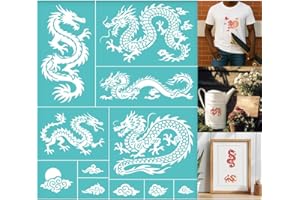 ‎GOMAKERER GOMAKERER 2 Blatt Siebdruckschablone Mit Chinesischem Drachen Malschablonen Mit Dem Östlichen Drachen Der Glückverheißenden Wolke Wiederverwendbar Selbstklebend Siebdruck Für Wand Holz Stoff Deko