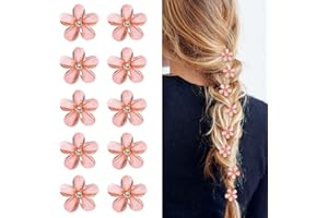 JODSEN 10 Pcs Mini Diamond Hair Claw Clips,Small Hair Clips Flower Hairpins Hair Accessories for Women,Girls,Sweet Mini Barrettes Hair Styling Accessories for Photograph,Daily,Party,Wedding (Pink)