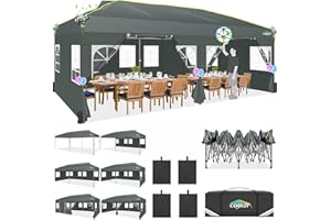 COBIZI Tonnelle Pliante 3x6, Tonnelle de Jardin Exterieur, Imperméable Tente de Reception avec 6 Panneaux Latéraux, Protection UV 50+, Tonnelle de Jardin pour Fêtes Commercial Mariage,Gris