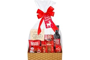QUICKDRAW Make Your Own Christmas Hamper Kit Gift Box Basket Complete DIY Set with Ribbon Tissue & Cello Wrap - Large