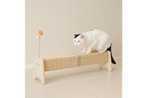 PETKARAY Poste rascador Horizontal de sisal de 30", rascador Grande con Juguete de Resorte para Proteger Muebles de Gatitos de Interior