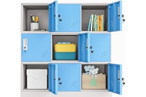 MECOLOR 9 Door Metal Locker, Office Cabinet Locker,Living Room and School Locker Organizer,Home Locker Organizer storage for Kids(Blue, 9D)