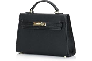 mothgel Womens Mini Leather Satchel Bags 9 * 2.5 * 5.5in Shoulder Purses Top Handle Handbags Ladies Designer Purses, Black