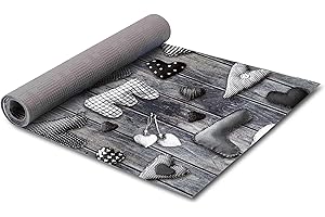 HomeLife il Tappeto Cucina Antiscivolo Lavabile in PVC, 100% Made in Italy: Tappeto Passatoia Cucina Lavabile in Vinile per Proteggere i tuoi Pavimenti da Olio e Macchie [Love e Cuori Grigio - 52X200]
