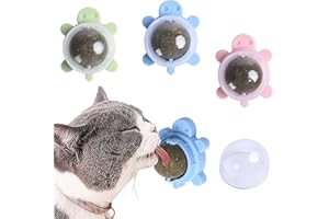 STOOKI Boule d'herbe à Chat 360° Rotatif Catnip Balls Catnip Boule Herbe A Chat Murale pour Chat Nettoie Efficacement Les Dents Augmentent L'AppéTit (Lot De 3)