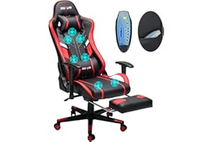 Douxlife Gaming Stuhl mit 7 Punkt Massage, Rückenlehne bis 175°, Ergonomischer Bürostuhl Verstellbare Armlehnen, Racing Gaming Sessel PC Stuhl Verstellbare Sitzhöhe, 150kg Belastbarkeit, Drehsessel
