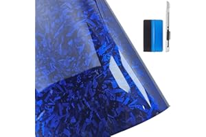 NewL - Adhesivo de Vinilo Azul Brillante de Fibra de Carbono Forjado, con liberación de Aire, sin Burbujas, calcomanía autoadhesiva para Coche, Moto u Otro vehículo (30 x 100 cm)