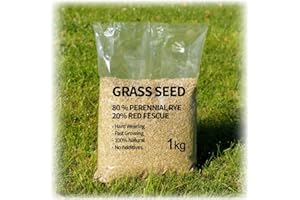 UK GROW Grass Seed - Premium Perennial Ryegrass & Red Fescue Blend: Quality Lawn Seed Mix for Lush, Durable UK Gardens (2, Kilograms)