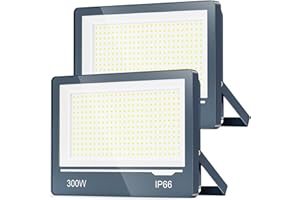 ‎TOPAUBUB TOPAUBUB LED Strahler Außen 300W 30000LM 2 Stücke - Superhell LED Scheinwerfer Fluter Außen 6500K Kaltweiss Flutlichtstrahler IP66 Wasserdicht Aussenstrahler Hofbeleuchtung für Garten