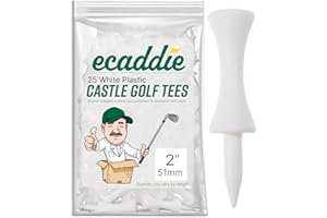 ECADDIE Plastic Castle Graduated Golf Tees - Green, Red, Blue, Yellow, White, Pink, Purple, Orange
