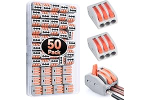 PRECIVA Conectores Eléctricos Rapidos 50 Piezas Set de Terminales Eléctricos con Palanca, Empalmes Cables Electricos para Cables Fijos, Retardantes de Llama PA/PC, Facilidad para Combinar y Probar