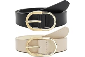 Longwu Confezione da 2/3 Cinture in Pelle da Donna per Pantaloni Jeans, Cinture in Pelle da Donna alla Moda con Fibbia Dorata