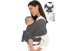 Konny Baby Carrier SoftBreeze Carrier Wrap, Easy to Wear Baby Wrap Carrier, Perfect Essentials Cloths for Newborn Babies up to 44 lbs, (Charcoal, XS)