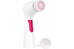 ‎VIDABELLE VIDABELLE elektrische Gesichtsreinigungsbürste | rotierende Reinigung von Gesicht und Körper | 2 Bürsten enthalten | Gesichtsbürste ist wasserfest | Gesichtspflege | mit Batterie | in weiß / rosa