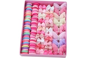 INSKIDS Ensemble d'accessoires pour cheveux pour filles, 230 pièces, barrettes à cheveux papillon et élastiques Rose et multicolore