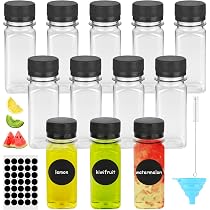 12 Mini Bouteilles 60ml Avec Entonnoir - Bouteilles Réutilisables Transparentes Pour Liquides Alimentaires
