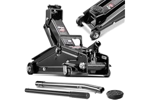 DEUBA® 3 Tonne Hydraulic Car Jack | Rubber Pad & Carry Handle | Lift Height 135-400 mm | Access for Car Accessories Tyre Inflator, Oil Filter, Spray Adhesive & Power Tools | Black